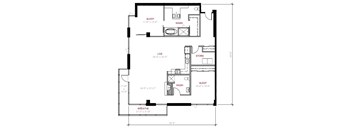 A floor plan of a small apartment with a sleeping area, a living area, a store, a wash area, and a breathe area.