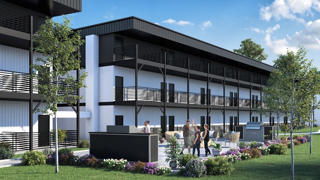 The Empire Rendering of Exterior and Courtyard with BBQ Grill