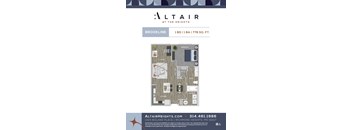 A flyer for a place called Altair at the heights with a floor plan.