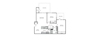 a floor plan of a house with a bedroom and a living room