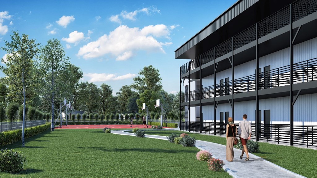 The Empire Rendering of Exterior and Basketball Court