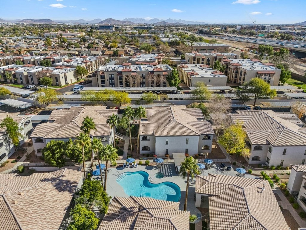 Bayside Apartments in Phoenix, Arizona Aerial View of Property and Surrounding Area