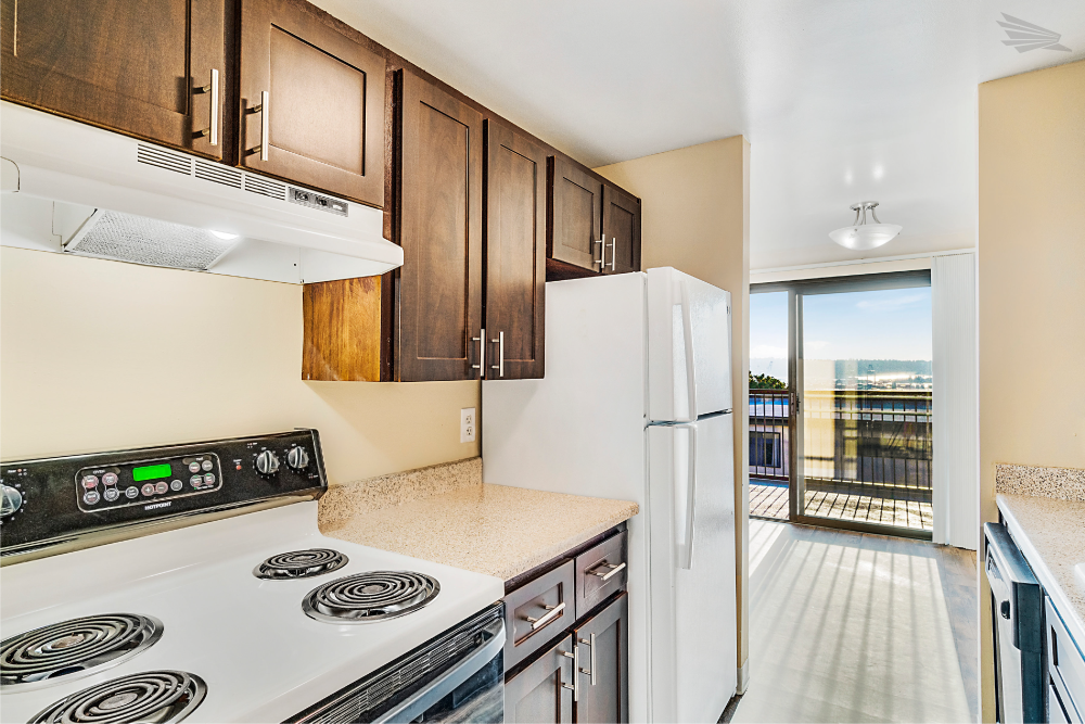 Beacon View Apartments Kitchen Appliances and Balcony View