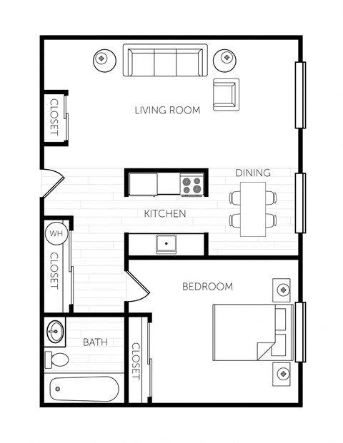 Beacon View One Bedroom One Bathroom Extra Large Floor Plan