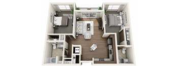 Boathouse Apartments in Portland, Oregon 2 Bedroom B Floor Plan