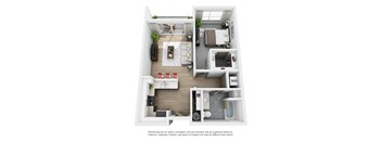 Boathouse Apartments 1x1 D Floor Plan