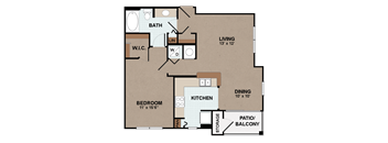 Brookside Gardens One Bed One Bath B Floor Plan