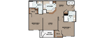 Brookside Gardens Two Bed Two Bath Floor Plan