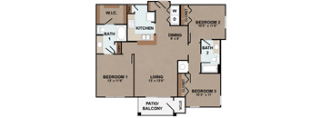 Brookside Gardens Three Bed Two Bath Floor Plan