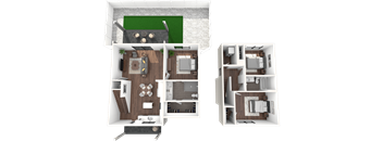 Argos by Soltura Apartments 3 Bed 2 Bath Cottage 3D Floor Plan