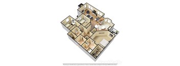 Villas at Meadow Springs 3x2 A 3D Floor Plan