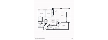 A floor plan of a balcony, living room, kitchen, and bathroom.