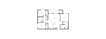 Northside at the Woodlands Three Bedroom Two Bathroom C1 Floor Plan