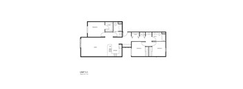 A black and white image of a floor plan for a unit.