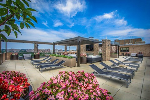 Patio lounge seating on a rooftop