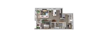 Center Steps Apartments 1x1D-3 Floor Plan