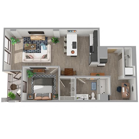 Center Steps Apartments 1x1D-3 Floor Plan