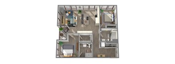 Center Steps Apartments 2x2-15 Floor Plan
