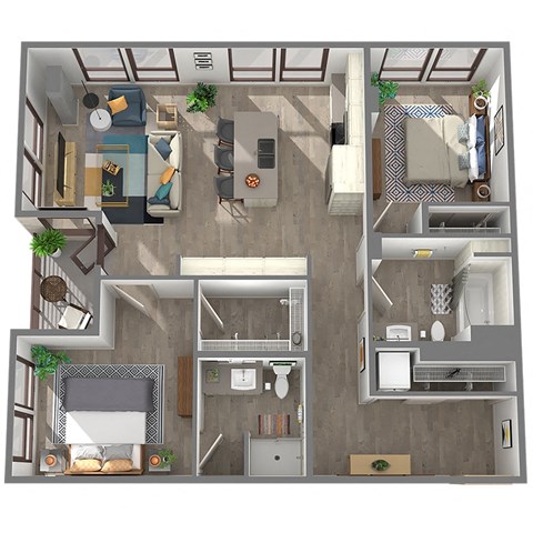 Center Steps Apartments 2x2-15 Floor Plan