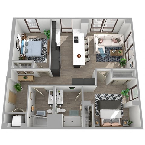 Center Steps Apartments 2x2-8M Floor Plan