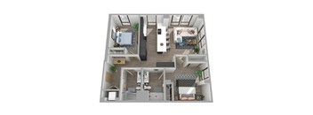 Center Steps Apartments 2x2-8 Floor Plan