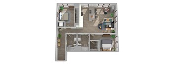 Center Steps Apartments 2x2-12 Floor Plan