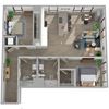 Center Steps Apartments 2x2-12 Floor Plan