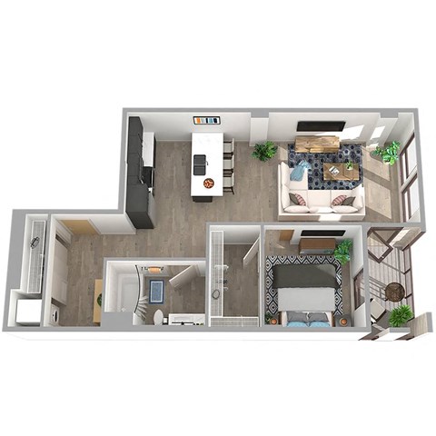 Center Steps Apartments 1x1-15 Floor Plan