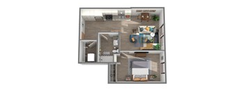 Center Steps Apartments 1x1U-8 Floor Plan