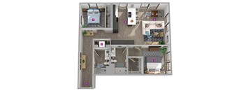 Center Steps Apartments 2x2-13 Floor Plan