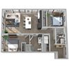 Center Steps Apartments 2x2-3M Floor Plan