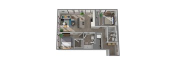 Center Steps Apartments 2x2-4 Floor Plan