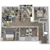 Center Steps Apartments 2x2-2 Floor Plan