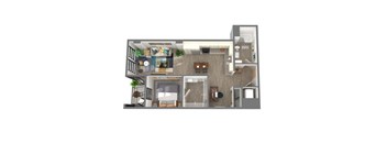 Center Steps Apartments 1x1D-2 Floor Plan