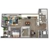 Center Steps Apartments 1x1D-2 Floor Plan