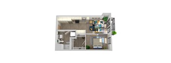 Center Steps Apartments 1x1-2 Floor Plan