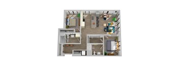 Center Steps Apartments 2x2-11 Floor Plan