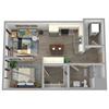 Center Steps Apartments 1x1U-7 Floor Plan