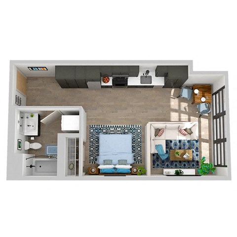 Center Steps Apartments Studio Floor Plan