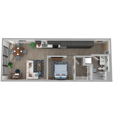 Center Steps Apartments 1x1O-34 Floor Plan