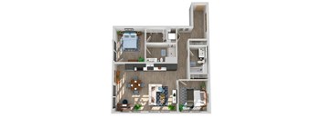 Center Steps Apartments 2x2-14M Floor Plan