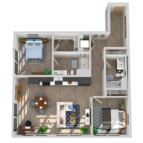 Center Steps Apartments 2x2-14 Floor Plan