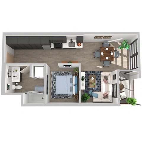 Center Steps Apartments 1x1O-19 Floor Plan