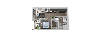 Center Steps Apartments 1x1-17M Floor Plan