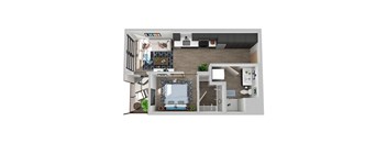 Center Steps Apartments 1x1-17 Floor Plan