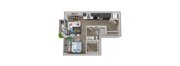 Center Steps Apartments 1x1-4 Floor Plan