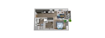 Center Steps Apartments 1x1-1 Floor Plan