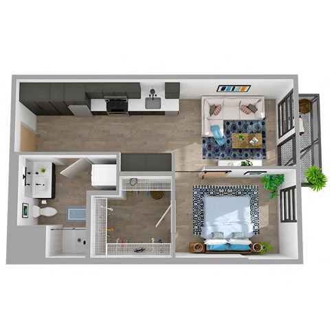 Center Steps Apartments 1x1-1 Floor Plan