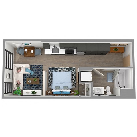 Center Steps Apartments Studio Floor Plan