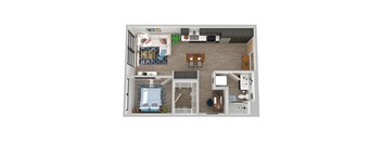 Center Steps Apartments 1x1D-1M Floor Plan